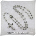 Rose Zinc Alloy Beads with Jesus Cross with Rosary Fashion Chain Beads Necklace Rosaries Design (IO-cr366)